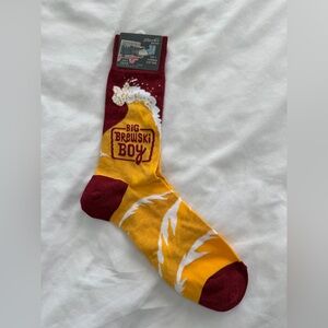Blue Q Big Brewski Boy Socks - Maroon and Yellow